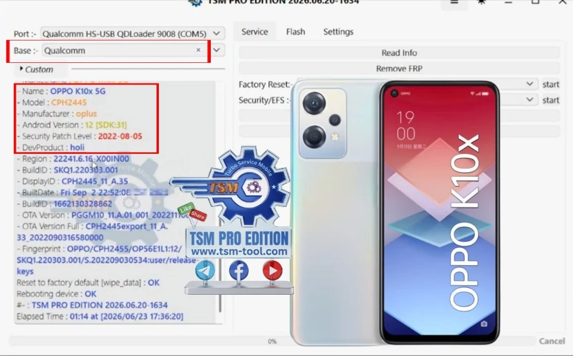 Oppo K10x 5G CPH2445 Remove FRP Lock